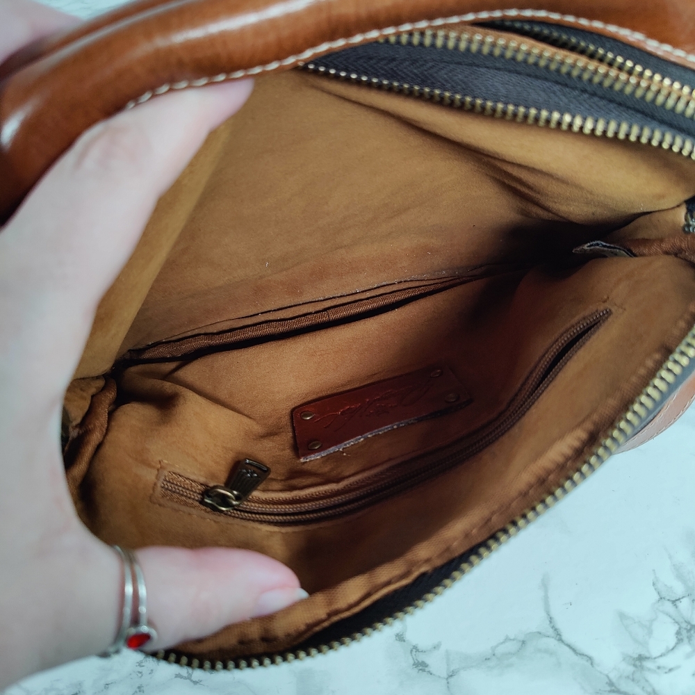 Patricia Nash Brown Leather Multi Pocket Crossbody Purse - Picture 8 of 16